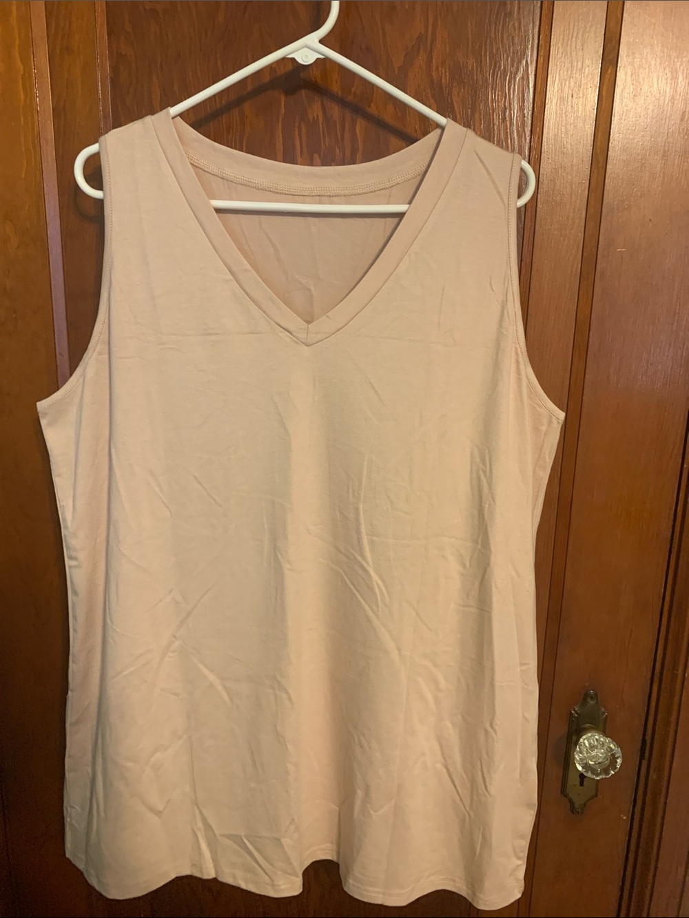 Source Unknown Sleeveless V-Neck Tank Top - Light Beige